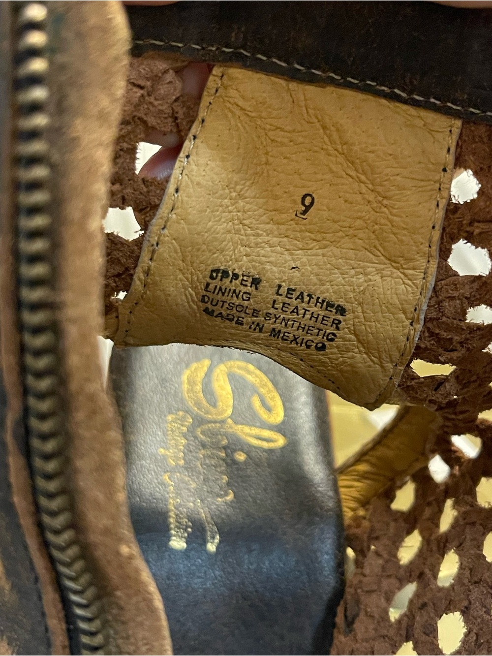 Sbicca Edinburg Woven Peep-Toe Platform Bootie Sandals Distressed Brown Leather - Picture 7 of 7
